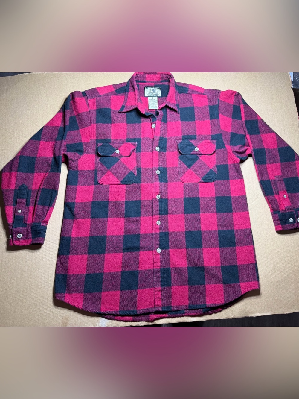 Field & Stream Thick Flannel Shirt Mens L Red Buffalo Plaid Shacket